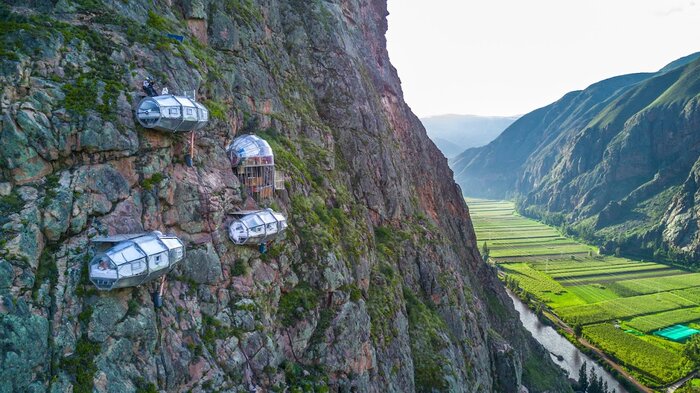 Climb your way to your accommodation on a cliffside (photo courtesy of Skylodge)