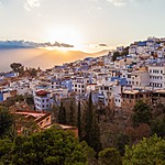 Sunset over Chefchaouen, view from the Spanish Mosque