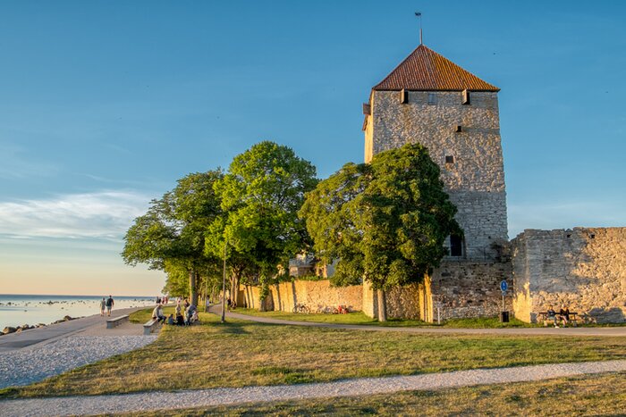 A summer evening along the waterfront in Sweden's Visby