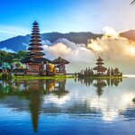 Bali's Danu Beratan Temple on the shores of Lake Bratan