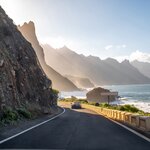 Drive along the scenic coast of Tenerife near the village of Tagana in the Canary Islands