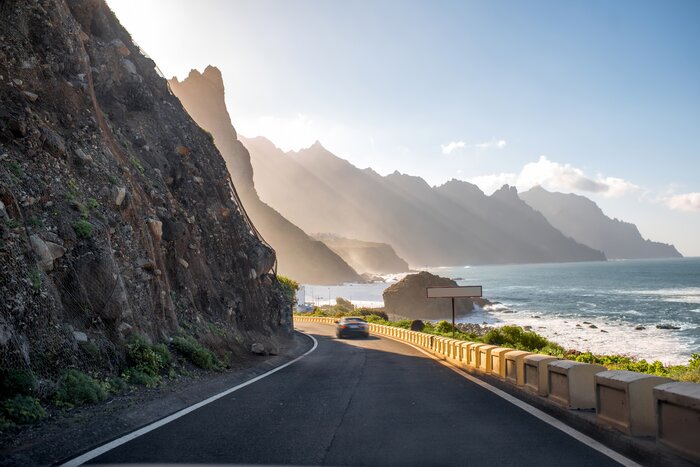 Drive along the scenic coast of Tenerife near the village of Tagana in the Canary Islands