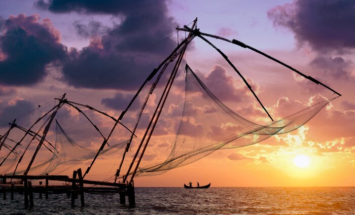 Chinese finshing nets at sunset, Cochin