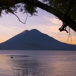 Lake Atitlán is surrounded by three volcanoes