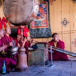 Buddhist monks at a festival in Bhutan