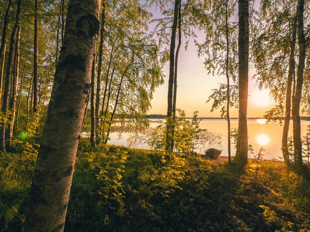 Sunrise over a lake in Finland