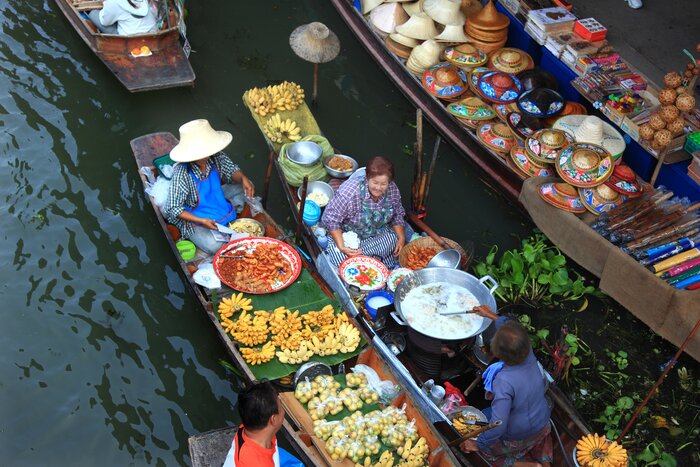 Check out the wares at the unique Damnoen Saduak Floating Market