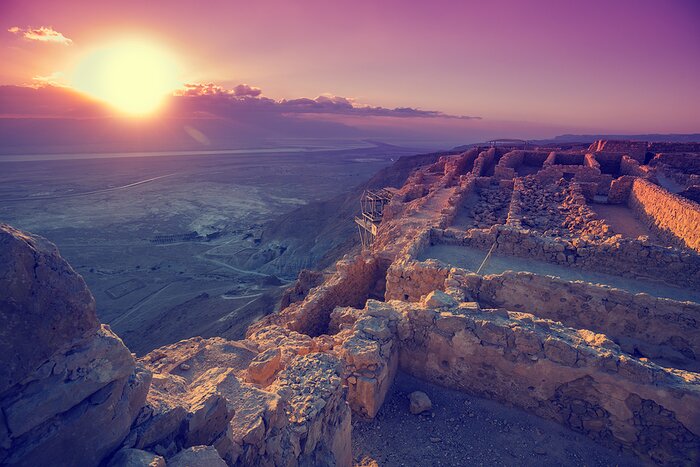 Sunrise over Masada and the Judean Desert