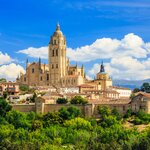Segovia and its Cathedral rising above the Castile and León countryside