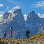 Gaze up from far below the peaks of Paine Massif
