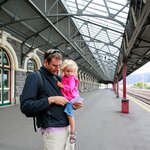 Father with his daughter at the Dunedin Railway Station