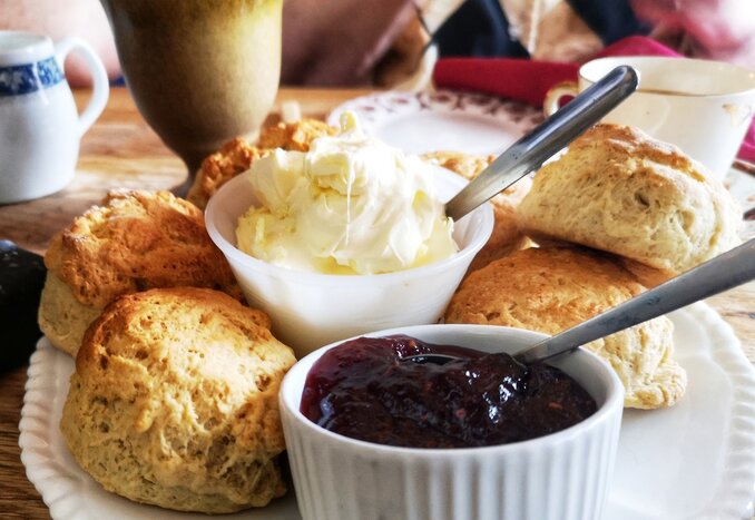 It's not a food tour of England without an afternoon tea with scones, jam, and cream