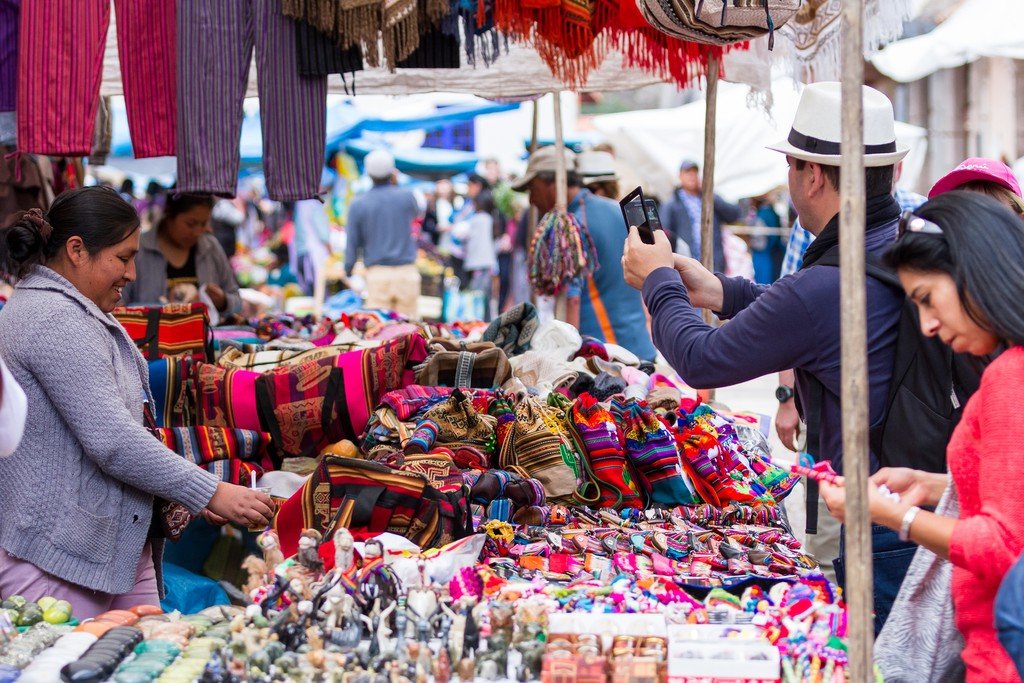 Shopping in the market in Pisac. 