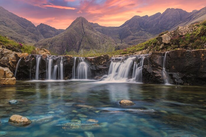 An amazing sunset at the Fairy Pools, Isle of Skye