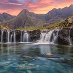 An amazing sunset at the Fairy Pools, Isle of Skye
