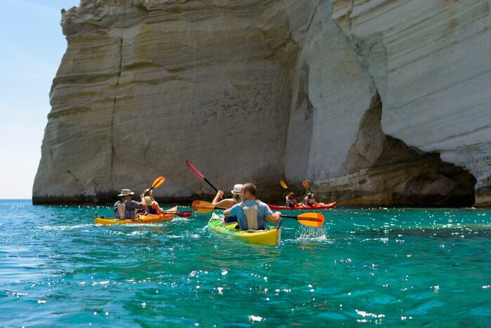 Explore the South Coastline of Santorini with kayaks - Sunset
