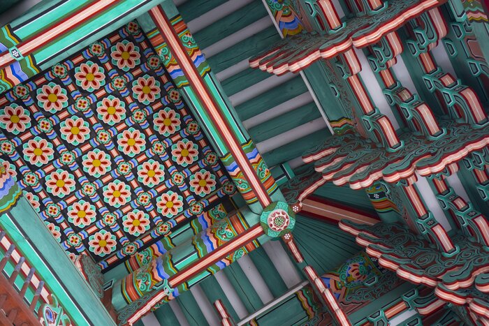 Colorful painted architecture of Changdeokgung palace in Seoul
