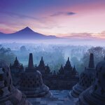 Borobudur Temple at sunrise, Yogyakarta, Java