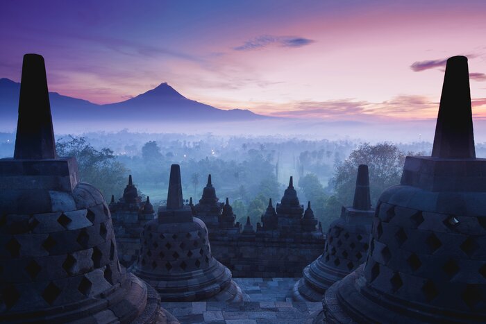 Borobudur Temple at sunrise, Yogyakarta, Java