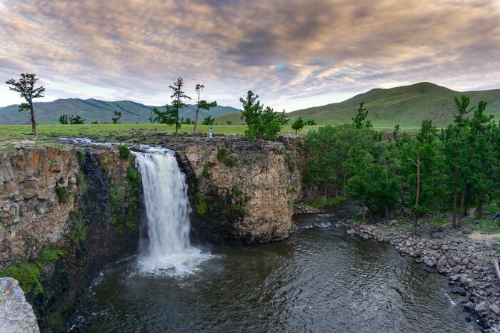 Hike to the Orkhon waterfall in central Mongolia while looking for wildlife
