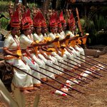 See Tana Toraja women with traditional dress at a food festival ceremony
