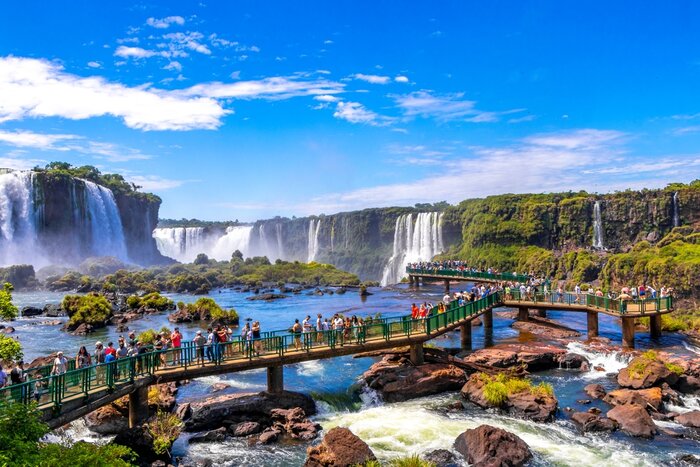 View of Iguazú Falls, the world's largest network of cascades from the Brazilian side