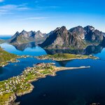 You'll pick up your rental car once you've reached the Lofoten archipelago, known for its dramatic scenery