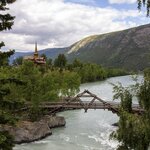  Church and Otta River in Lom in Norway