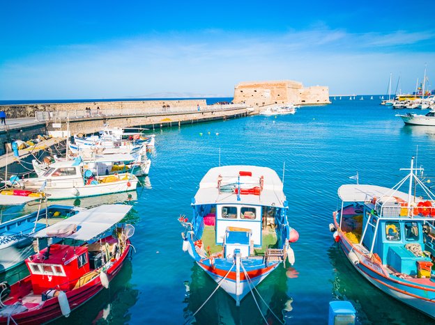 Boats in the harbor of Heraklion