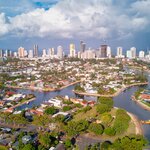 High rise buildings of the Gold Coast from above Broadbeach Waters