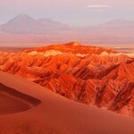 The sand dunes and rock formations of the Atacama Desert