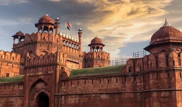Marvel at the historic Red Fort in Delhi