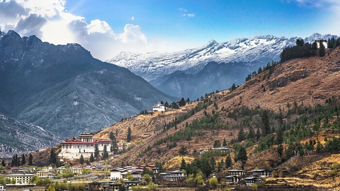 Thimphu framed by the Himalayas