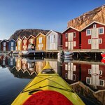 Lively summer town of Smogen in Sweden's west coast