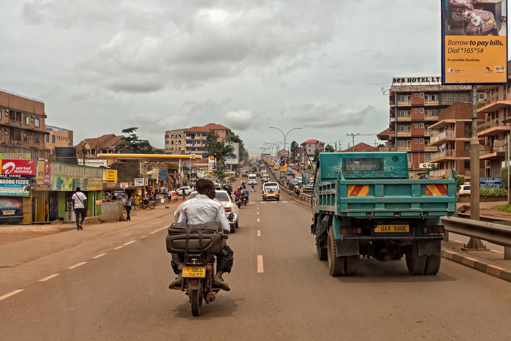 Traffic on the road in Kampala, Uganda