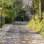 Famous cobbled street, Muur van Geraardsbergen, takes part in one-day road cycling race, Tour de Flanders, annually