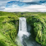 The beautiful and powerful Skogafoss waterfall