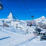 Riding a ski lift in Gornergrat with famed Matterhorn in the background