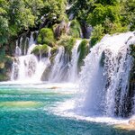 The emerald-green waters of Skradinski Buk falls in Krka National Park