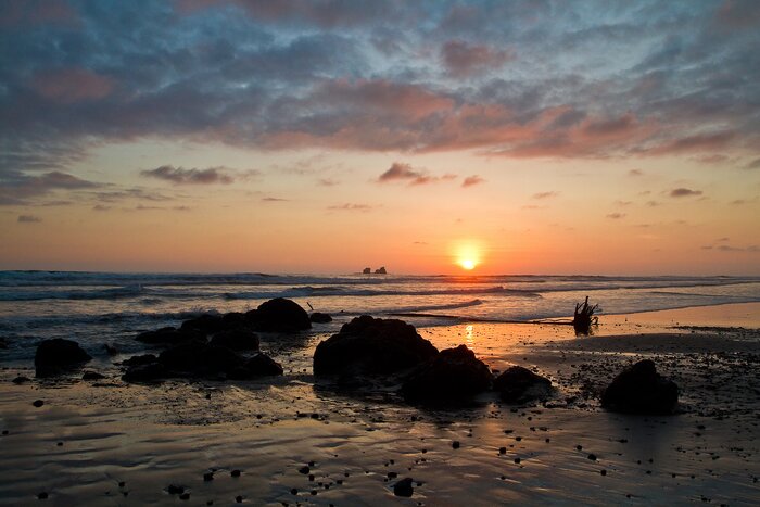 Sunset on the beach in Ayampe