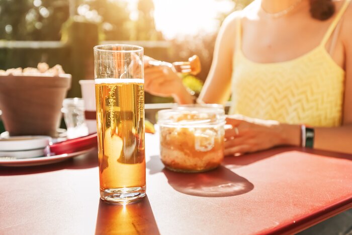 Relax in a Berlin biergarten with a local brew and currywurst