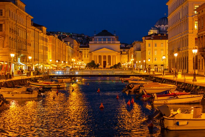 Night view of Trieste, Italy