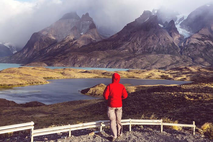 Admiring the views in Torres del Paine National Park, Chile