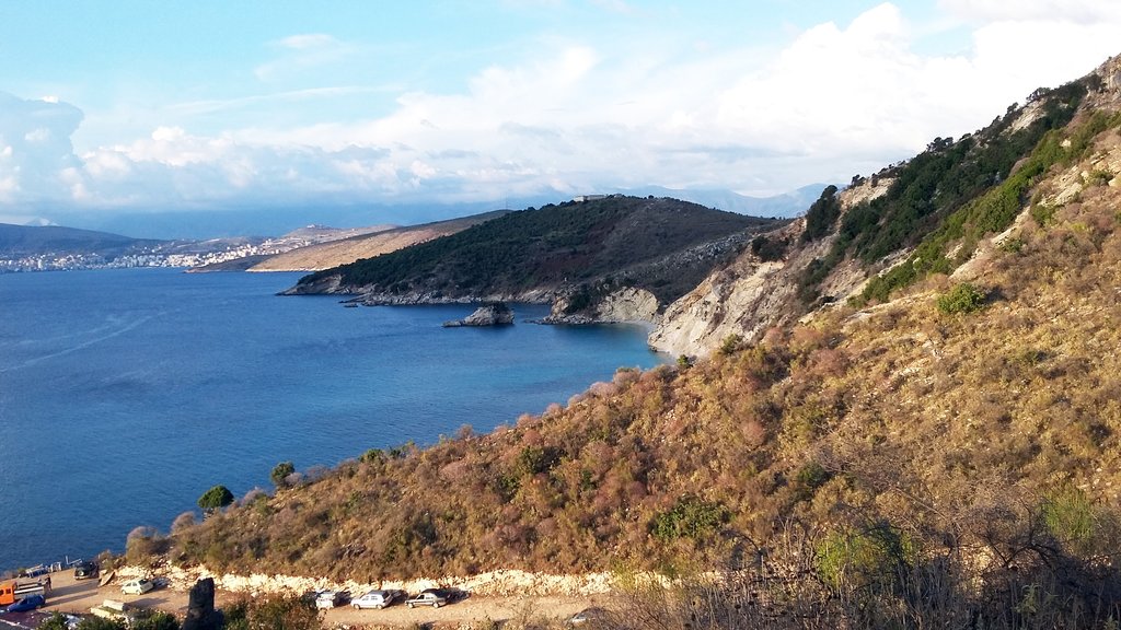 Rocky shoreline in the Albanian Riviera