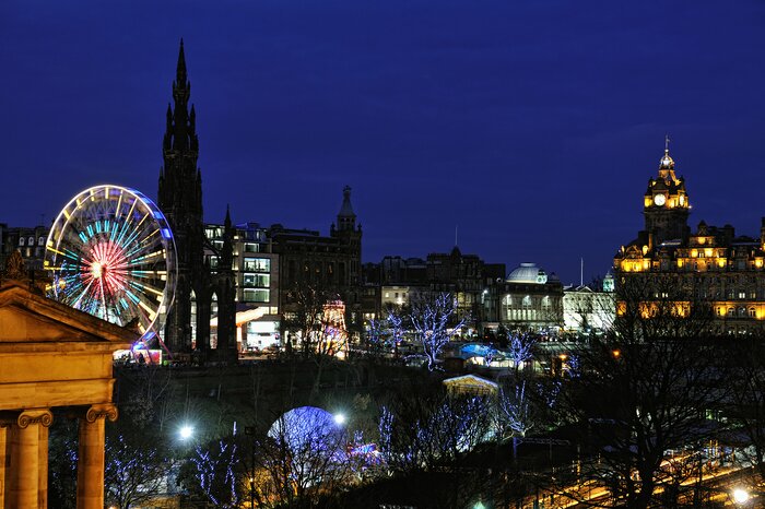 Bundle up and head for the lively holiday festivities in Scotland's capital, Edinburgh