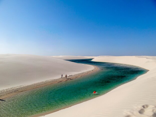 Stop for swim breaks in remote lagoons and lakes surrounded by dunes, Lençóis Maranhenses NP