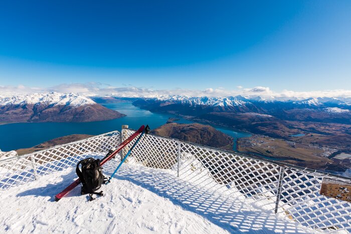 Admire the views over Lake Wakatipu on a winter sport adventure from The Remarkables in Otago