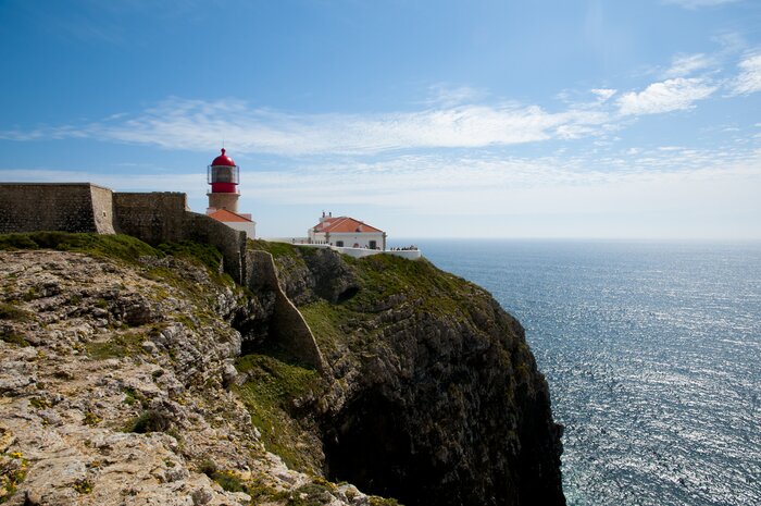 The lighthouse at Cabo Sao Vicente on Portugal's Algarve coast