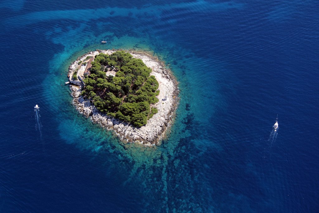 Galesnik Island, the first in line of the Pakleni Islands. From here, you'll have great views of Hvar town