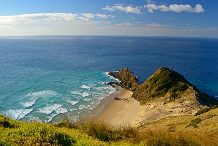 Cape Reinga on New Zealands far north is the point where the Tasman Sea meets the Pacific Ocean